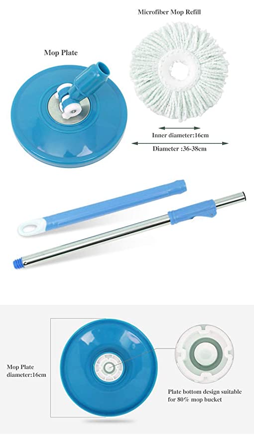 Spin Mop – Easy Spin Magical Mop Set [steel Bucket] – 360 Degree Microfiber Mop Head Home Clean Tools Microfiber(steel Bucket)