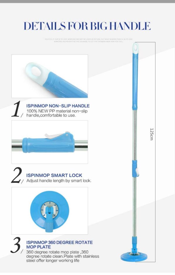 Spin Mop – Easy Spin Magical Mop Set [steel Bucket] – 360 Degree Microfiber Mop Head Home Clean Tools Microfiber(steel Bucket)