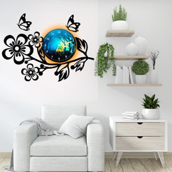 3D Wooden Flower Wall Clock with Aesthetic Dial – 25 Inch Home Decor Clock