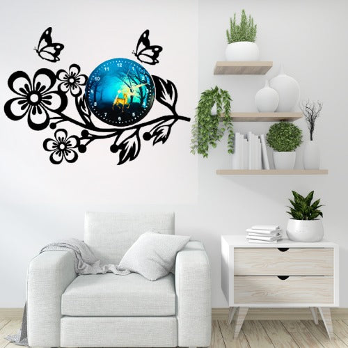 3D Wooden Flower Wall Clock with Aesthetic Dial – 25 Inch Home Decor Clock