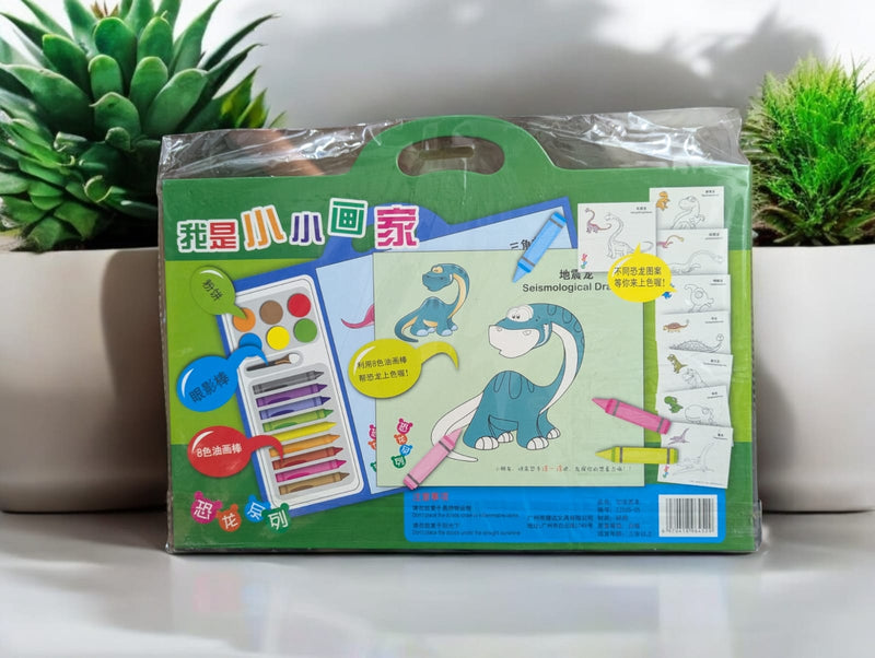 3d Colouring book with crayons and water colours