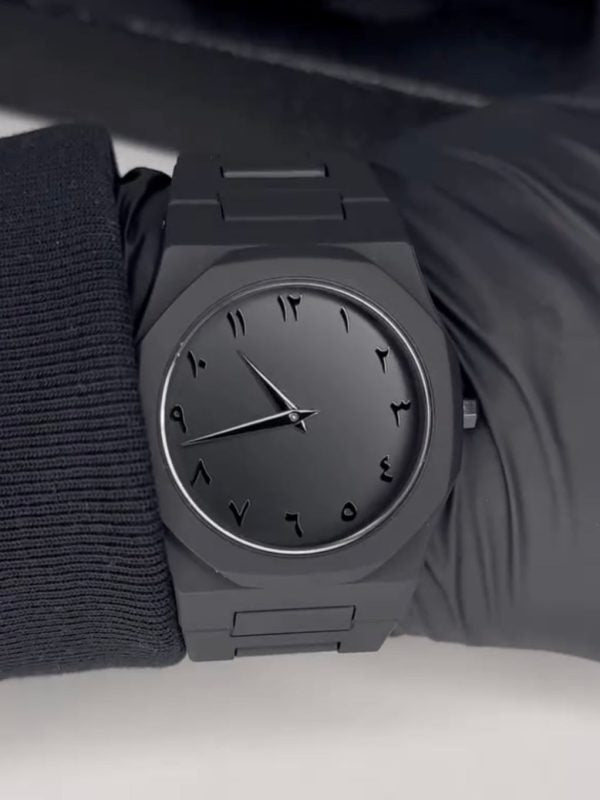 Black Aura Quartz Watch – Lightweight Design, Arabic Dial Black Aura Arabic Watch For Men – Trendy Fiber Plastic Timepiece With Arabic Numerals