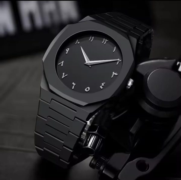 Black Aura Quartz Watch – Lightweight Design, Arabic Dial Black Aura Arabic Watch For Men – Trendy Fiber Plastic Timepiece With Arabic Numerals