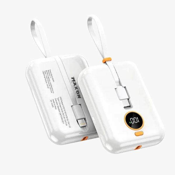 Maxon Q-11 10000mAh 65W Mini Power Bank | Fast Charging | Built-in iOS & Type-C Cables
