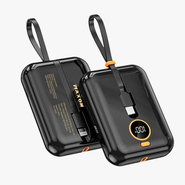 Maxon Q-11 10000mAh 65W Mini Power Bank | Fast Charging | Built-in iOS & Type-C Cables