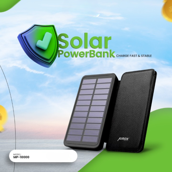 MP-10000 Airox Solar Power Bank | Sustainable Solar Charging Solution | 10000mAh Capacity