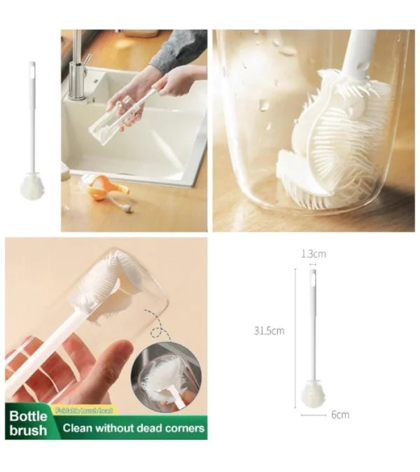 Silicone Bottle Brush – Flexible, Durable & Eco-Friendly – Long Handle Cleaning Brush
