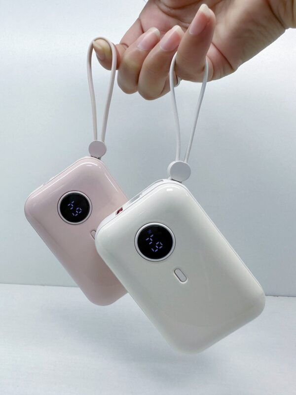 P11 Mini Power Bank 10000mAh | Built-in Charging Cable | Compact Design | Random Color