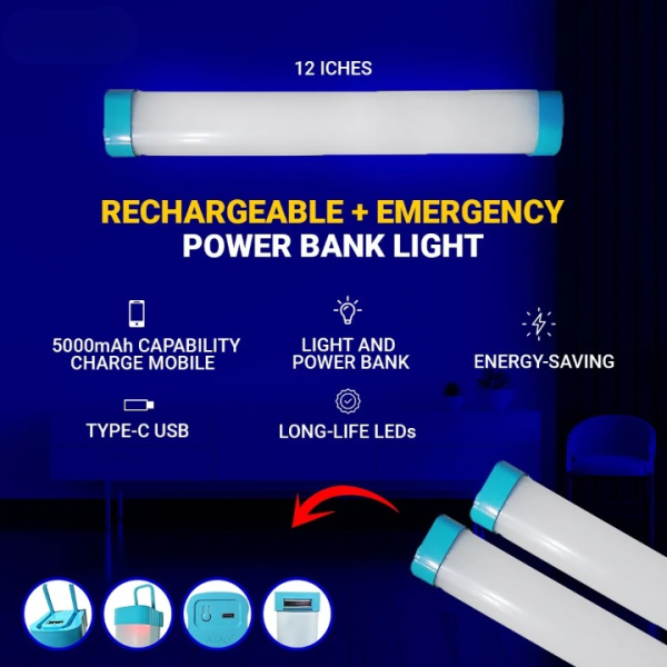 Rechargeable Emergency Power Bank Light | Magnetic LED Light for Power Outages, Camping & Outdoor Use